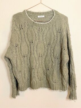 Neuflora Light Taupe Open Knit Wool Blend Sweater S